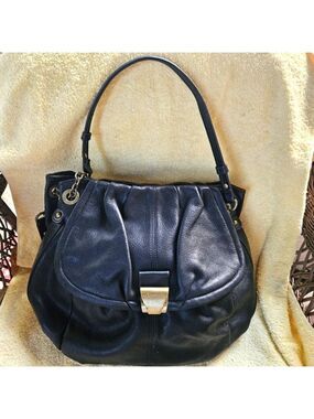 B. Makowsky Black Leather Satchel Bag